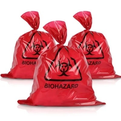 Сумки уничтожения отбросов красного Biohazard LDPE/HDPE медицинские